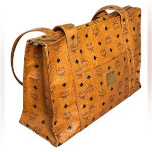 MCM Tote Bag/Shopper in Cognac, with Extra Long Handles & Matching Wallet (2pcs)